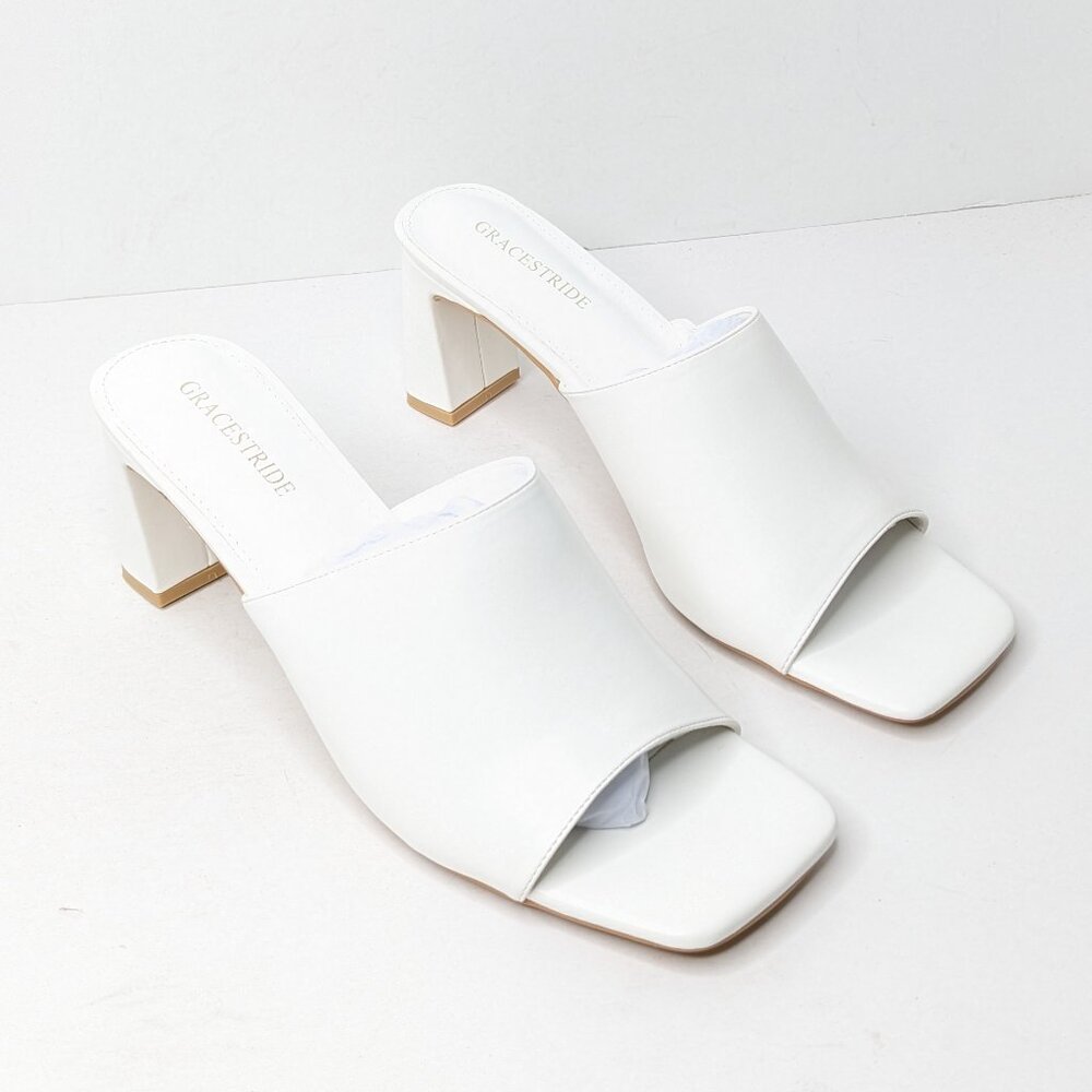 Gracestride Heeled Sandals, White, Women's 10